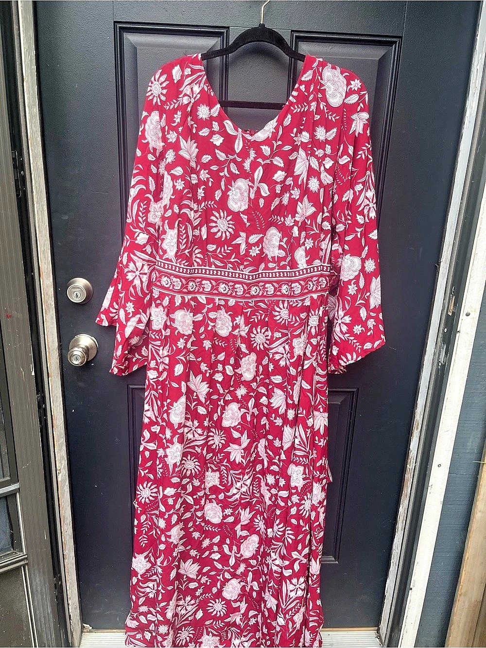 Wayward Fancies Floral Maxi Dress in Red & White Like New